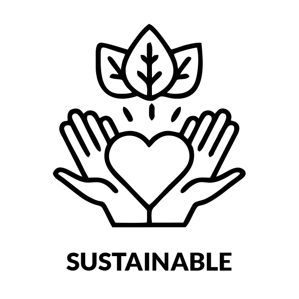 Sustainable heart and leaves icon