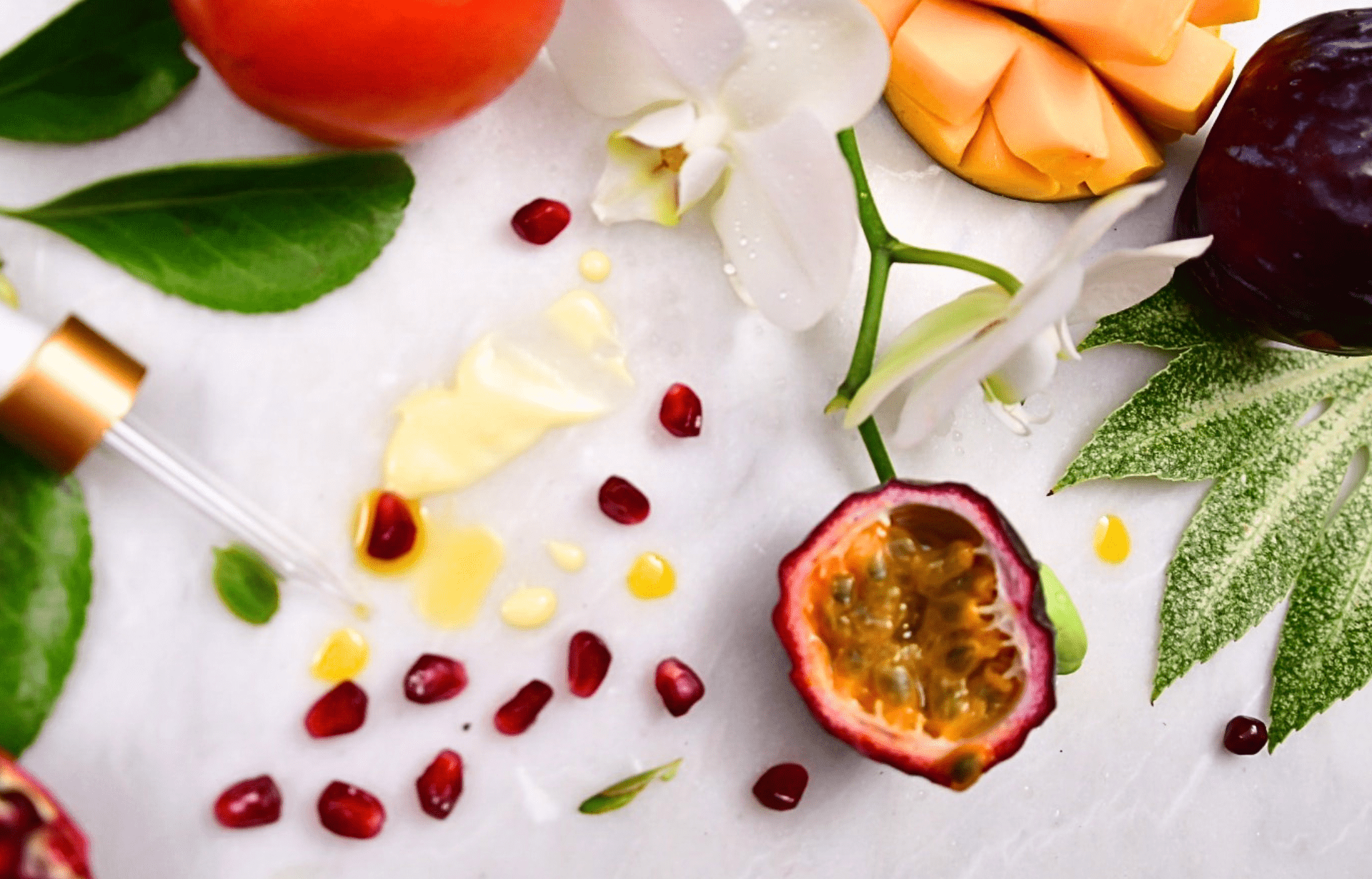 Fruit spread banner featuring fresh fruit and ingredients.