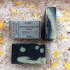 Camamu Soap's detoxifying Black Beauty Soap contains kaolin clay, activated charcoal and an essential oil blend that augments this soap's detoxification properties