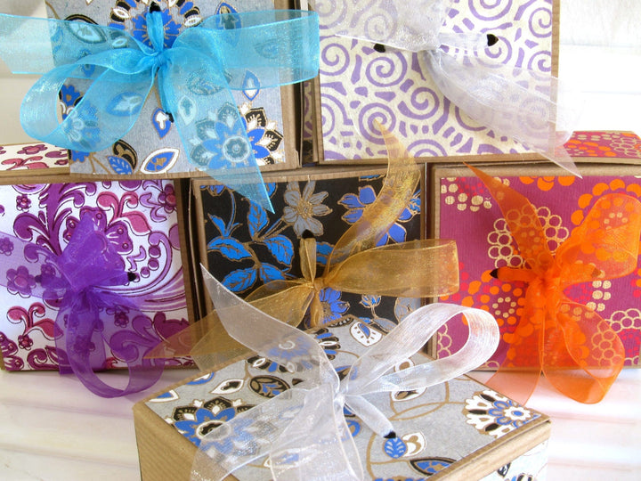 Camamu's lovely hand-papered kraft gift boxes containing three 4-oz bars of our all natural, handmade soap.